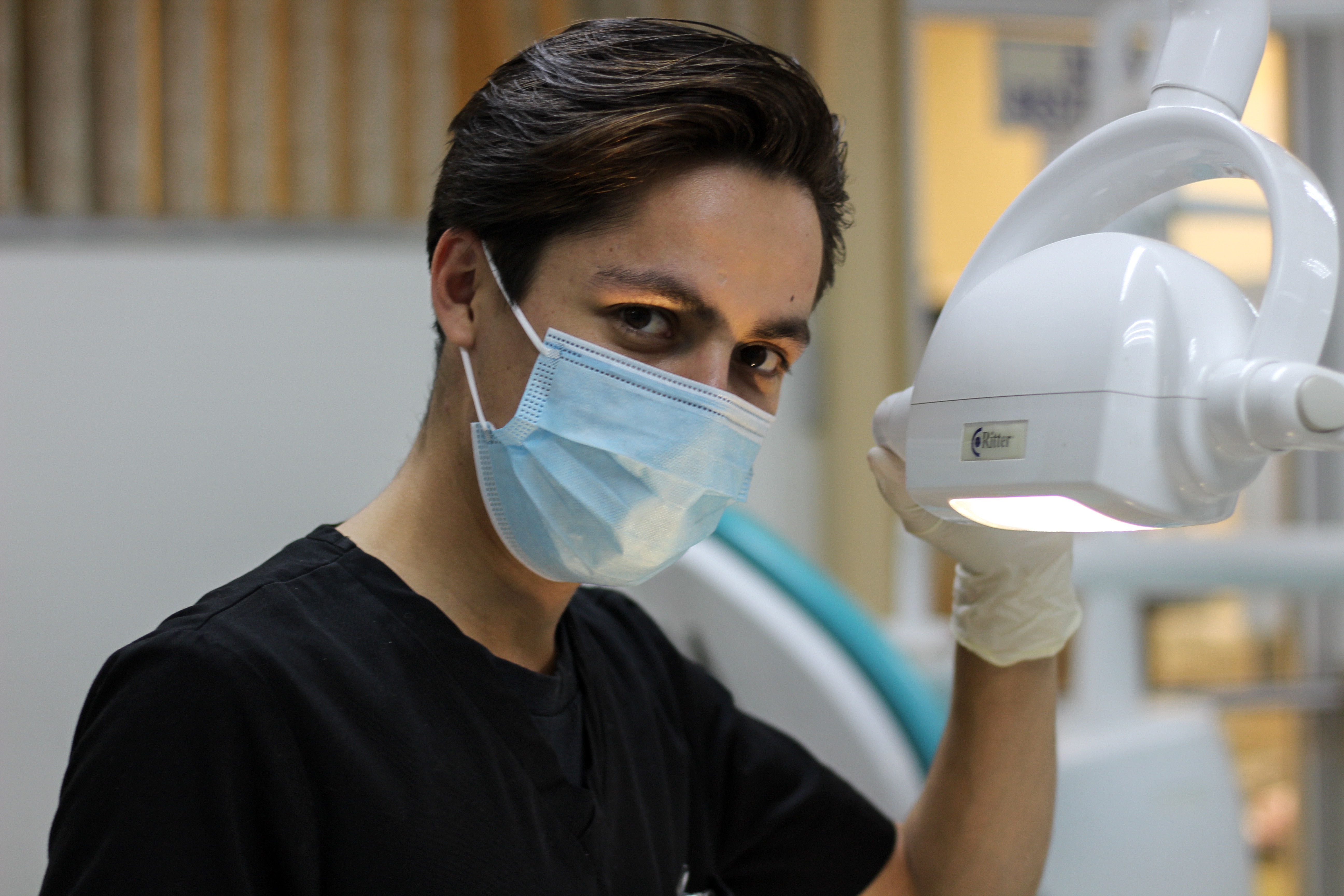a person with a face mask